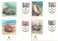 02-FDC-KP25- Nevis,WWF,1990, Muszle,Koralowce