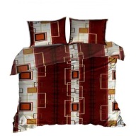 Pościel kora lux 160x200 + 2x70x80 zamek K 227 Bordo w kwadraty