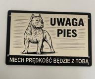 Tabliczka informacyjna uwaga zły pies AMSTAFF