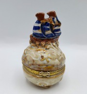 Grecja SZKATUŁKA ceramiczny żaglowiec JACHT vintag