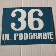 STARA TABLICA EMALIOWANA Z NUMEREM I NAZWĄ ULICY