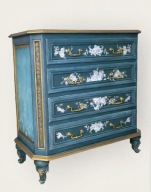 PIĘKNA DREWNIANA STYLIZOWANA NIEBIESKA KOMODA