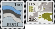 Estonia 1991 Znaczki 174-5 ** flaga godło mapa
