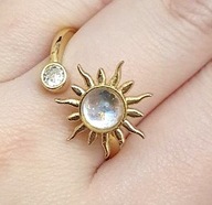 PIERŚCIONEK ruchomy PIERŚCIEŃ REGULOWANY DIAMENTY DIAMENTAMI święta słońce