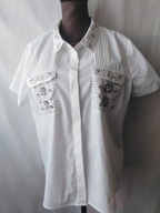 Bluzka biała ozdobiona srebrnymi koralikami-L/XL