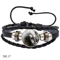 Skórzana bransoletka - Snap - Koń - regulowana długość, wymienne oczka