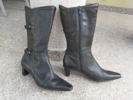 ECCO nr 40 eleganckie czarne kozaki skóra jak nowe