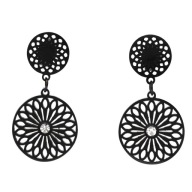 55694 Kolczyki czarna stal chirurgiczna ażurowe kręgi