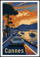 A2 KOLOROWY PLAKAT OBRAZ CANNES FRANCJA LAZUROWE WYBRZEŻE, VINTAGE RETRO