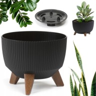 DONICZKA DONICA MISA Z NÓŻKAMI CZARNA PRĄŻKOWANA OKRĄGŁA PLASTIKOWA ŚR.24cm