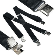 SZELKI DO SPODNI MĘSKIE MOCNE SZEROKIE 4CM PODWÓJNE ŻABKI CZARNE