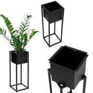 KWIETNIK STOJĄCY METALOWY CZARNY WYSOKI NA KWIATY STOJAK