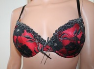24613 BIUSTONOSZ bielizna CZARNO - CZERWONY PUSH UP rozm. 80 C