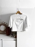 Biały bawełniany top z wycięciem na biuście Monki, S, krótki luźny fason