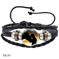 Skórzana bransoletka - Snap - Koń - regulowana długość, wymienne oczka