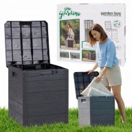 SKRZYNIA OGRODOWA STOLIK 90L ZAMYKANA ANTRACYT IMITACJA DREWNA