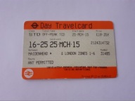 bilet kolejowy - kolekcjonerski - Anglia , Wielka Brytania - London ZONES