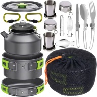 NACZYNIA TURYSTYCZNE ZESTAW GARNKÓW SZTUĆCE POD NAMIOT BIWAK CZAJNIK XXL