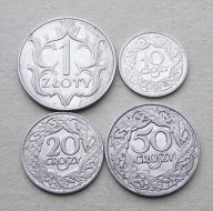 Zestaw monet 1 zł, 50 gr, 20 gr, 10 gr