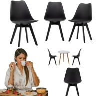 KRZESLO SKANDYNAWSKIE DO SALONU KUCHNI POCZEKALNI PODUSZKA CZARNE SIEDZISKO