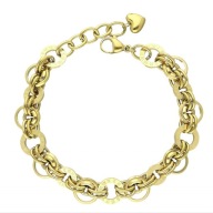 60559 Bransoletka złota stal chirurgiczna motyw zegara serce