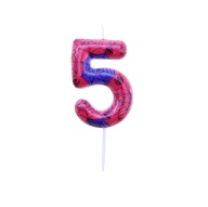 Świeczka Spiderman Cyfra 5, czerwony, niebieski na tort urodzinowy