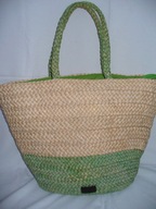 PIEKNY koszyk XL ZIELONO-BEZOWY Z SUWAKIEM