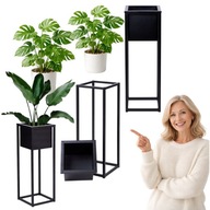 KWIETNIK STOJAK NA KWIATY STOJĄCY METALOWY STALOWY LOFTOWY CZARNY ROŚLINY