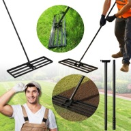 NIWELATOR TERENU RĘCZNY RÓWNIARKA Z TRZONKIEM DO TRAWY ZIEMI 90X30 CM STAL