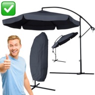 PARASOL OGRODOWY DUŻY SKŁADANY Z POKROWCEM PODSTAWĄ CZARNY MOCNY | CORCIANO