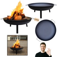 GRILL PALENISKO OGRODOWE STALOWE TRÓJNÓG HAGE 60 CM CZARNE PRZENOŚNE