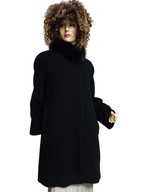 ARYTON CIEPŁY płaszcz wełniany wełna kołnierz futro z lisa 38/40