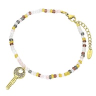 59031 Bransoletka złota stal chirurgiczna kluczyk koraliki