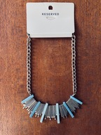 Reserved łańcuch niebieski boho srebrny naszyjnik bold duży błękitny y2k