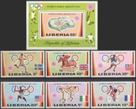 **72 Liberia 826-31 + Bl.60 = 10.5E - OLIMPIADA MONACHIUM 1972