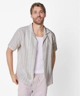 esmara Men Koszula męska z lnem i bawełną w paski beżowa M 39/40