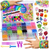 DUŻY ZESTAW GUMKI DO ROBIENIA BRANSOLETEK DLA DZIECKA XXL 6800 ELEMENTÓW