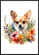 A2 PLAKAT PIES W KWIATACH RASA CHIHUAHUA 4