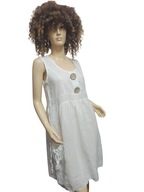 WŁOSKA SUKIENKA LNIANA z kieszeniami trokiem 38