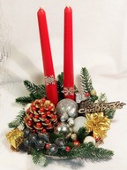 Stroik Boże Narodzenie dekoracja na stół prezent świeca