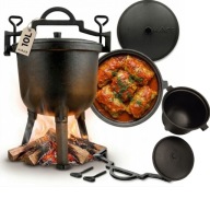 KOCIOŁEK ŻELIWNY 10L MYŚLIWKI GARNEK WĘGIERSKI PIECZONKI DUŻY NA OGNISKO