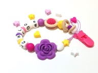 Personalizowana zawieszka do smoczka z imieniem dekoracyjna,malina i fiolet