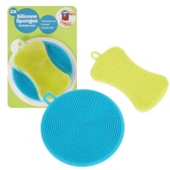 „Gąbki silikonowe do naczyń 2 szt – wielorazowe zmywaki kuchenne 2w1