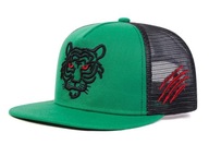 Czapka snapback z haftem tygrysa – zielono-czarna, nowa