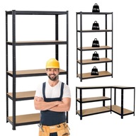REGAŁ MAGAZYNOWY WARSZTATOWY METALOWY CZARNY 180 X 90 X 40 CM 5 PÓŁEK 875KG
