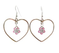 Kolczyki z sercami i kwiatami wiśni