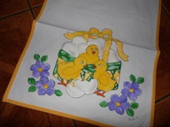 Malowany bieżnik z kurczaczkiem - 32 cm x 78 cm