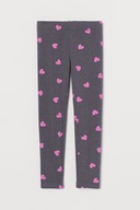 H&M Dżersejowe legginsy 134 Ciemnoszary/Serca