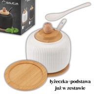 PORCELANOWA CUKIERNICA BIAŁA GALICJA OSBORN PORCELANA Z BAMBUSEM ZESTAW 3W1