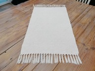 BAWEŁNIANY RUSTYKALNY BIAŁY DYWANIK FRĘDZLE 56 x 110